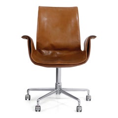 Aged Cognac Leather Bird Chairs by Fabricius & Kastholm for Alfred Kill, 1960s