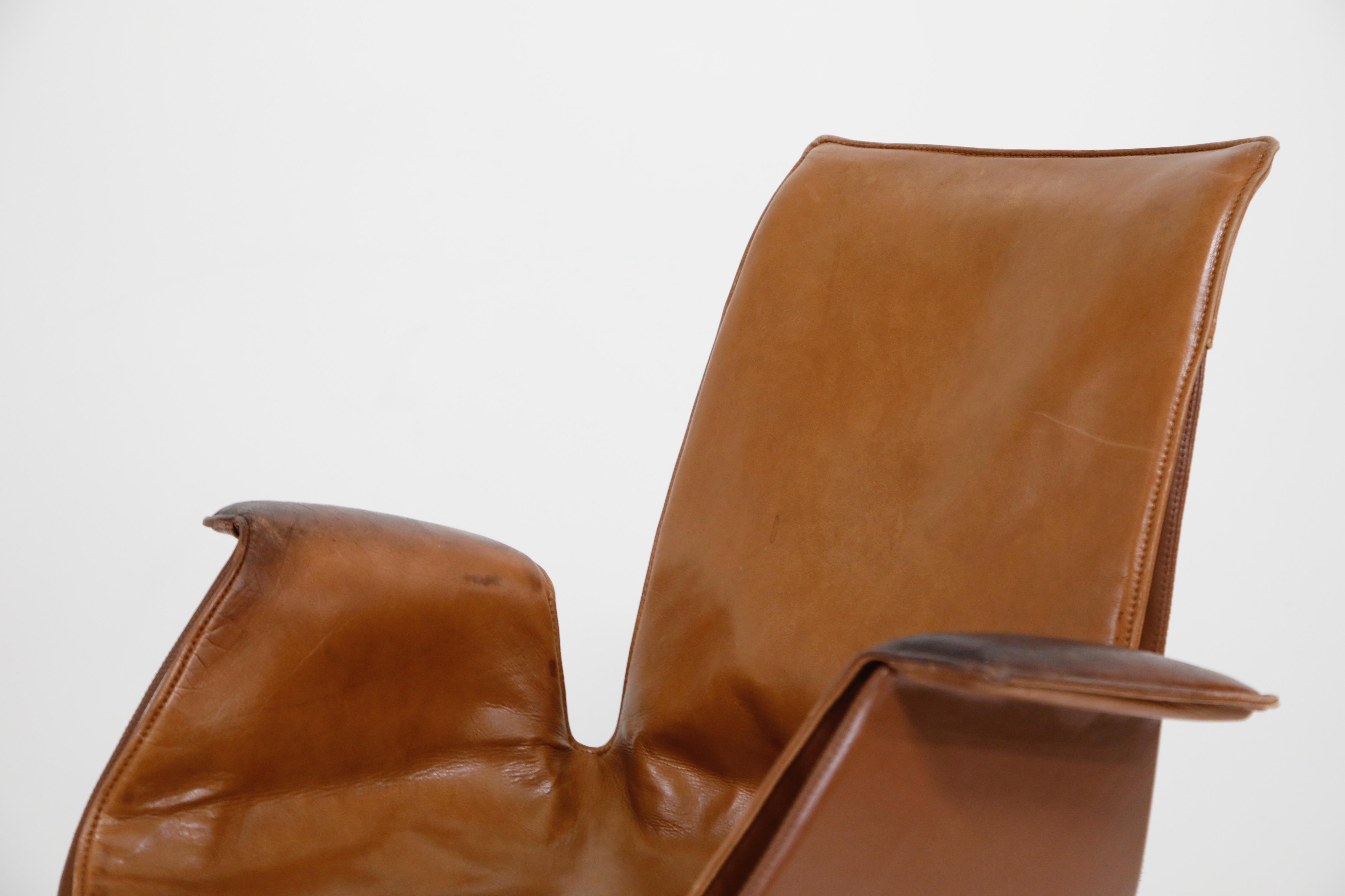 Aged Cognac Leather Bird Chairs by Fabricius & Kastholm for Alfred Kill, 1960s 3