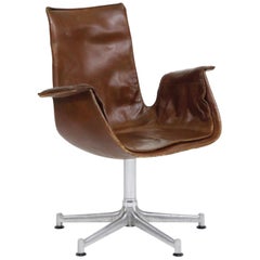 Used Aged Leather Bucket Chair by Preben Fabricius & Jørgen Kastholm for Alfred Kill