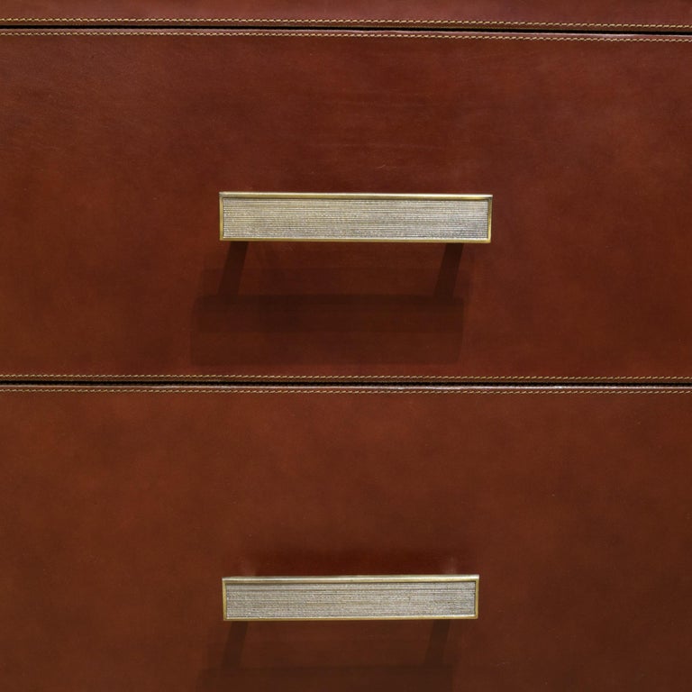 Aged Leather Dresser by Made Goods For Sale at 1stDibs