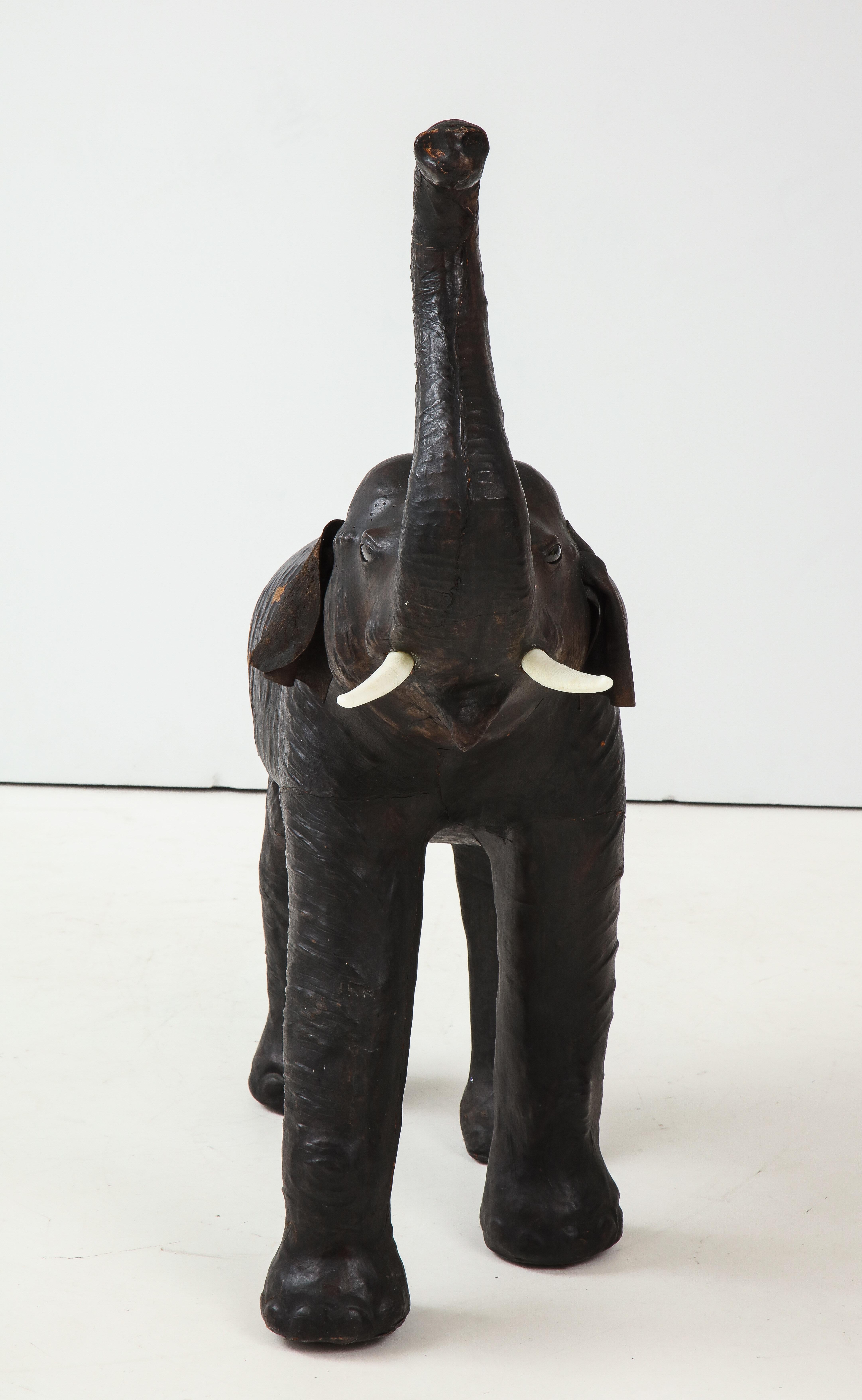 Aged Leather Elephant Sculpture/Ottoman 1