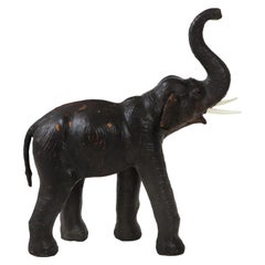 Aged Leather Elephant Sculpture/Ottoman