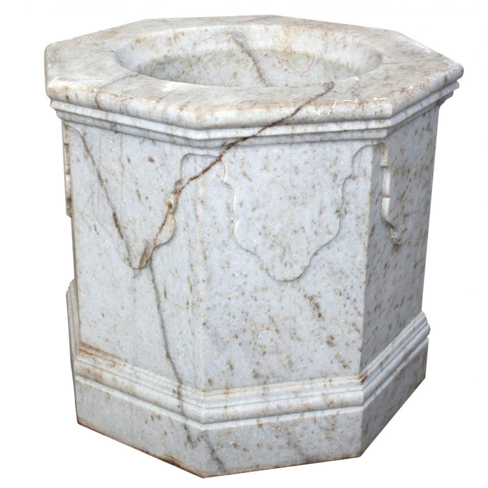 Aged Marble Hand-Carved One-Piece Well