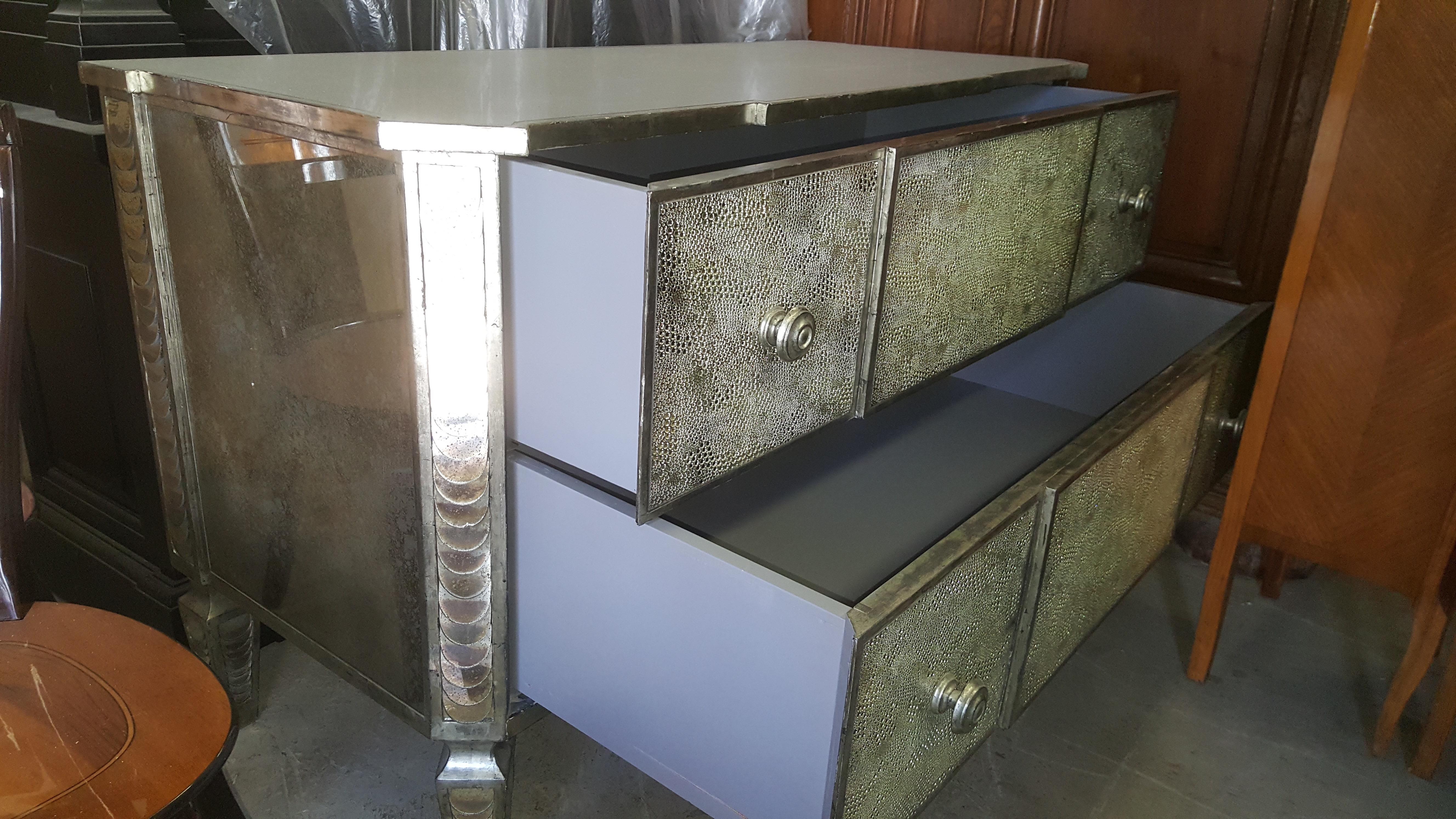 Burnished Aged Mirror Cabinet For Sale