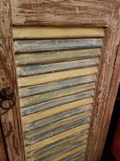 Aged Moroccan Carved Cabinet, Old Window Shutter
