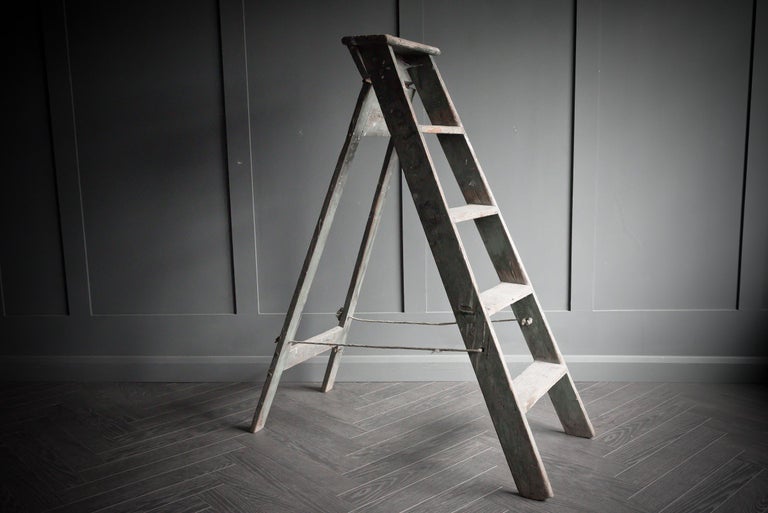Aged Painters Step Ladder For Sale at 1stDibs