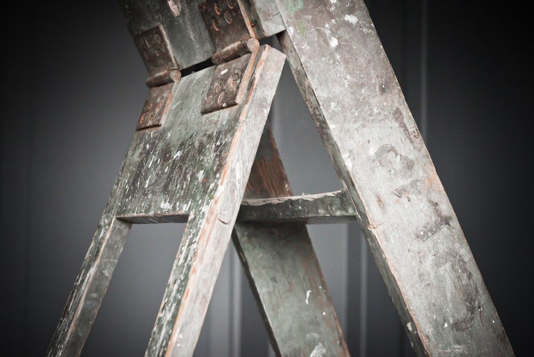 Aged Painters Step Ladder For Sale at 1stDibs