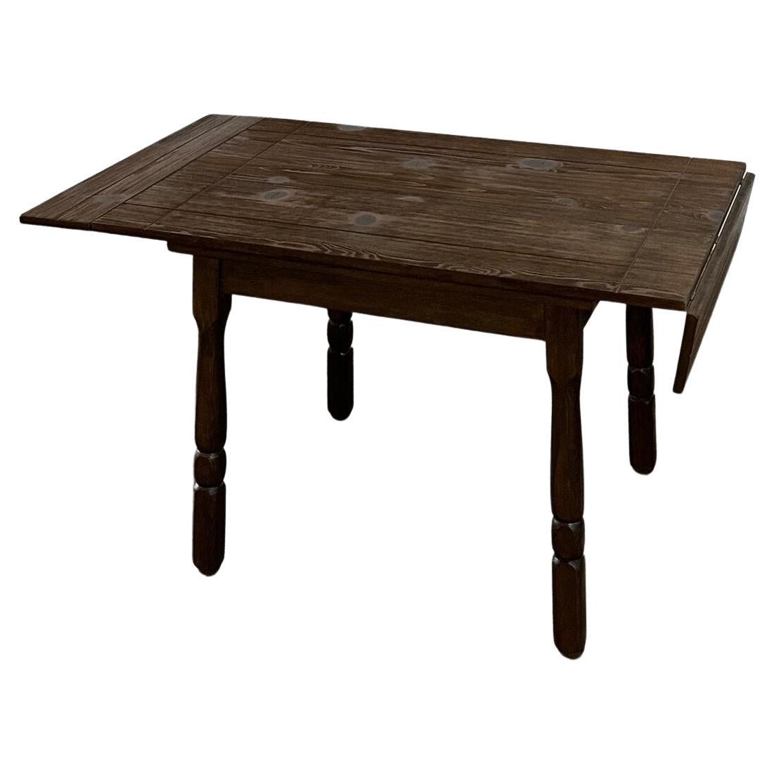 Aged pine drop leaf dining table For Sale