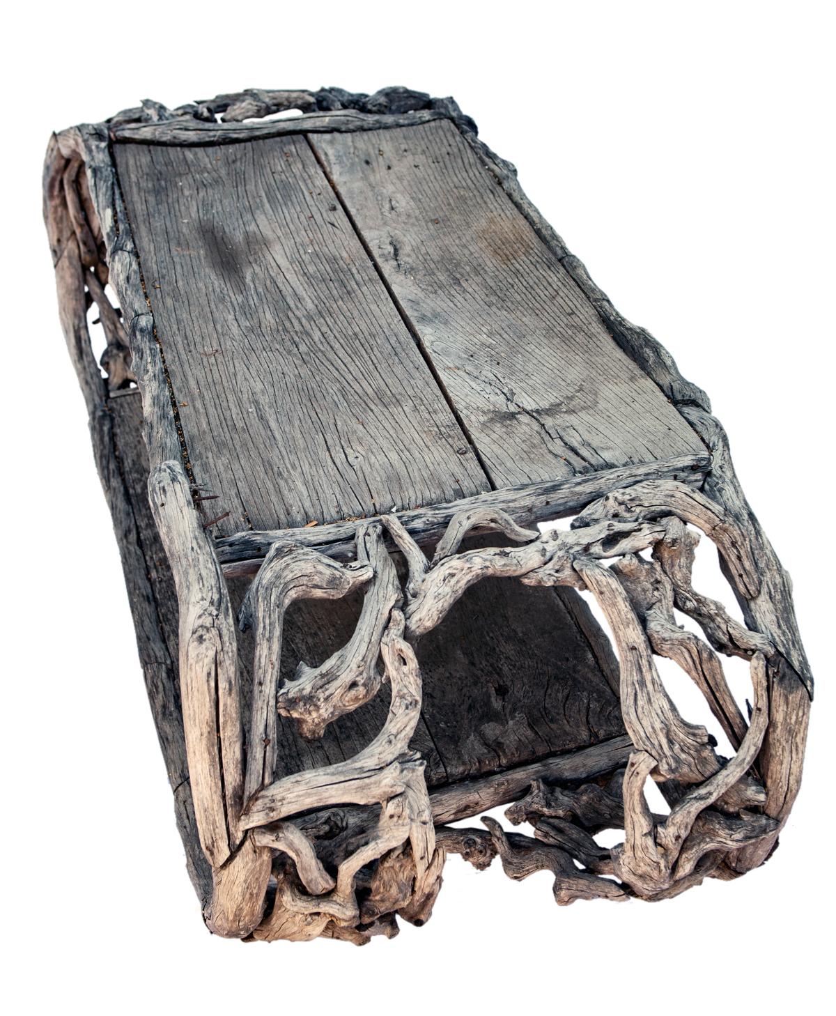 Asian Aged Teak / Driftwood Indoor/Outdoor Coffee Table For Sale