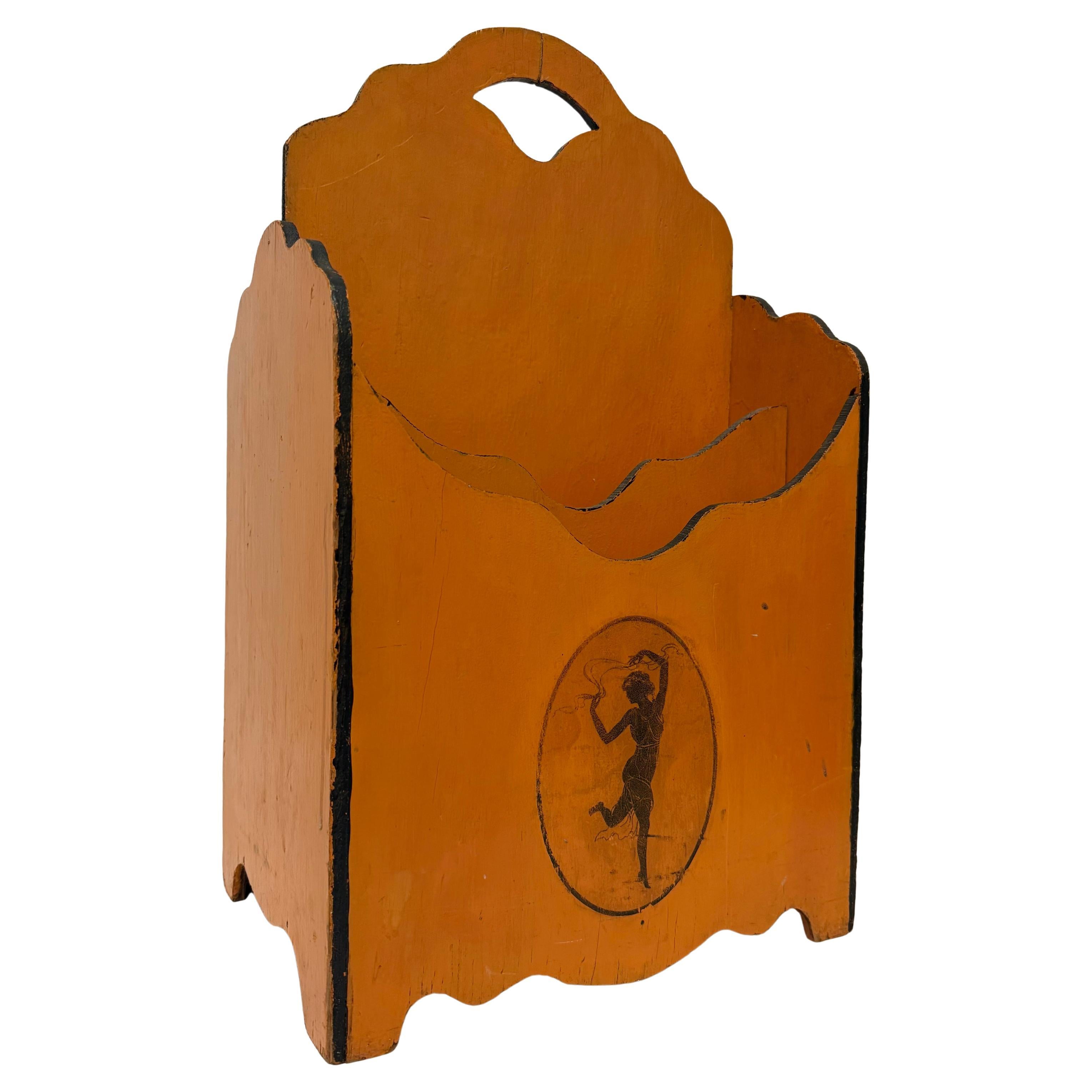 Aged Vintage Magazine Holder with Greek inspired Motif