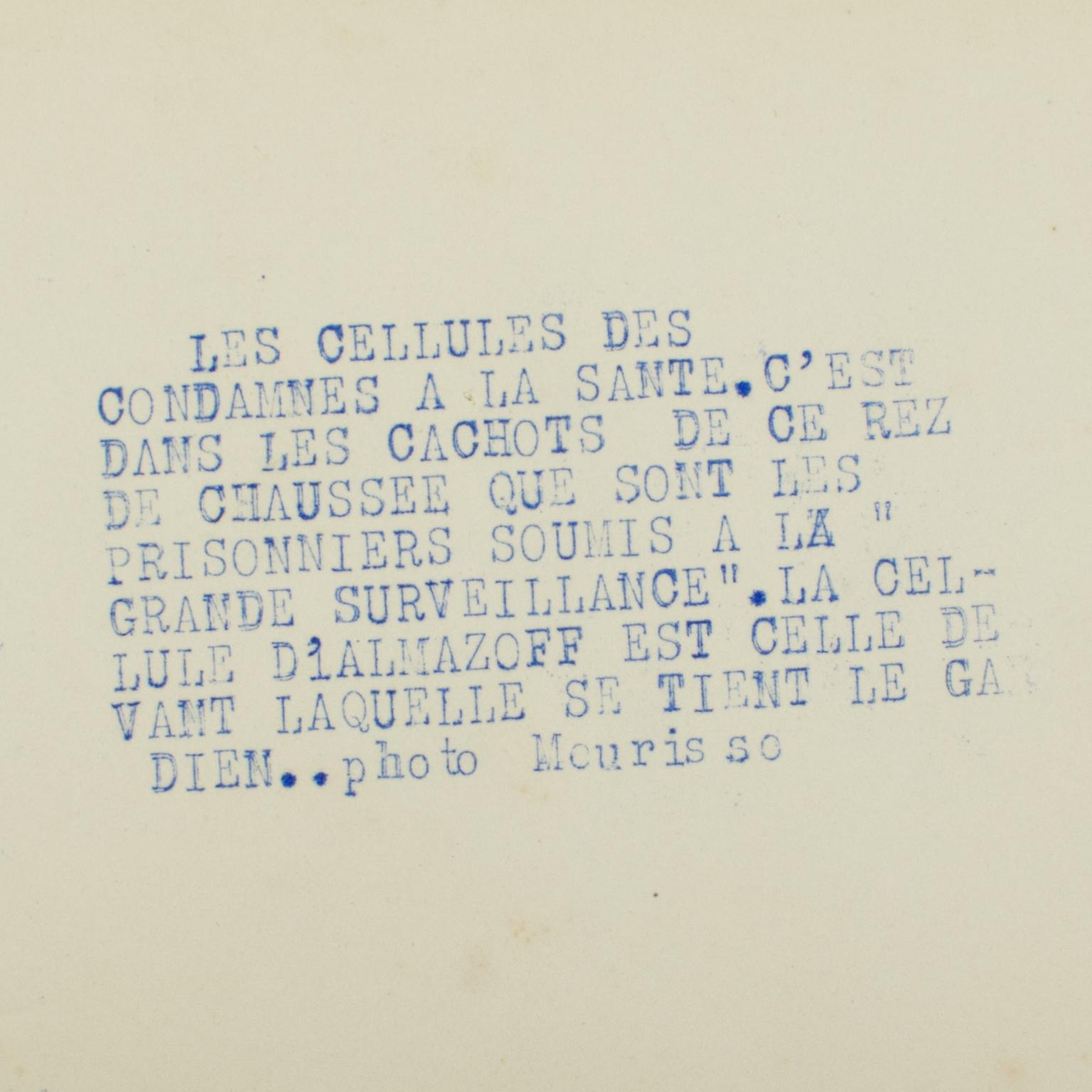 Un'unica fotografia originale alla gelatina d'argento in bianco e nero di Agence Meurisse, Parigi. La Santé, prigione di Parigi, 1930 circa.
Caratteristiche:
Fotografia originale con stampa alla gelatina d'argento, senza cornice.
Foto per la