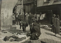 Paris, Street Flea Market circa 1930, Silver Gelatin B and W Photography