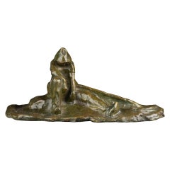 A.Gennarelli : "Worker resting", patinated bronze sculpture C.1910/20