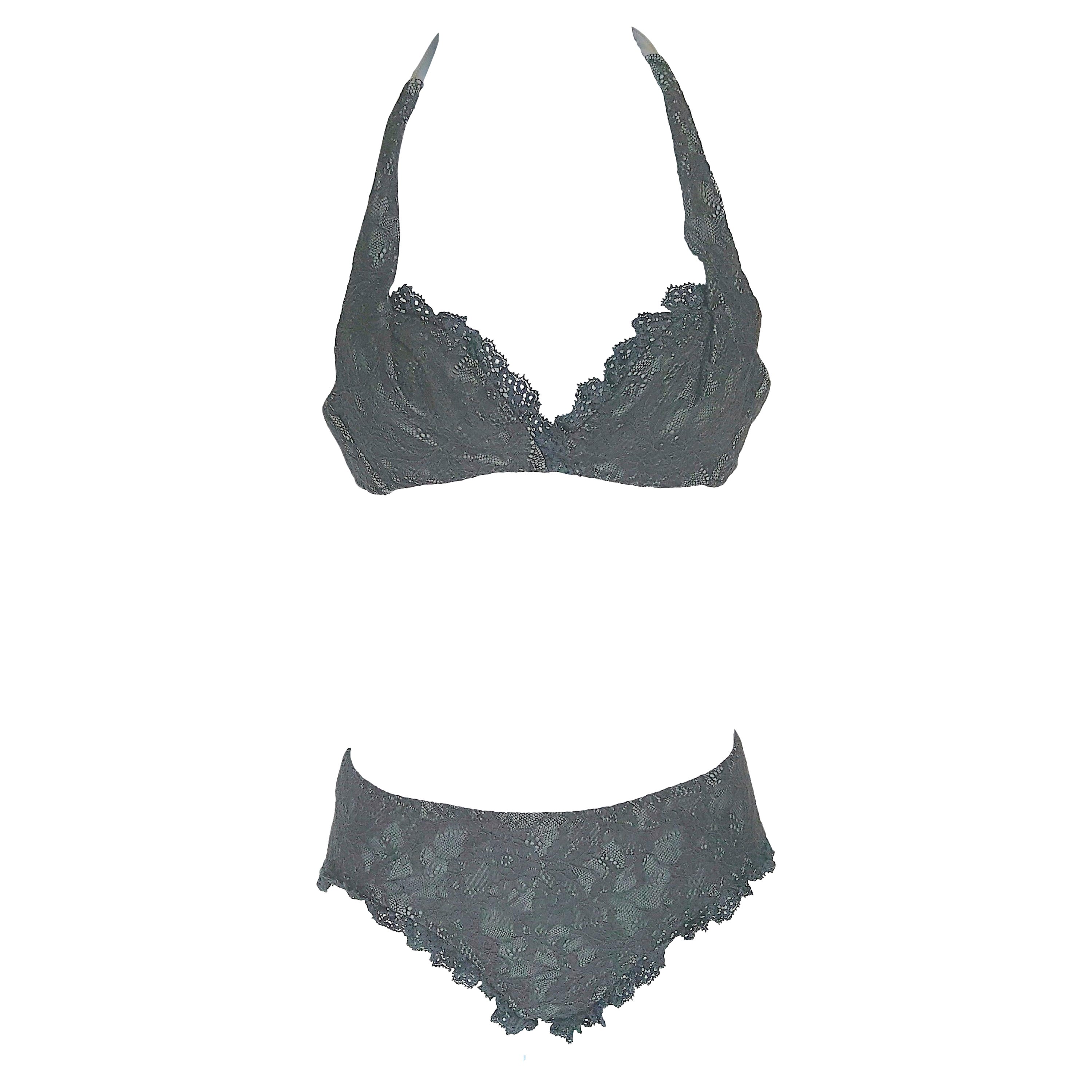 Agent Provocateur Lingerie anni '90Come NeroSet BikiniHalterTop e Pantaloncini corti