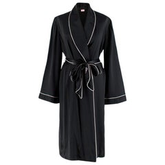 Agent Provocateur Black Contrast-piped silk robe S 8