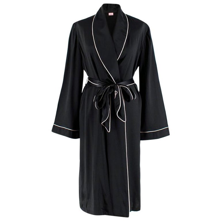 Agent Provocateur Black Contrast-piped silk robe S 8 at 1stDibs | agent ...