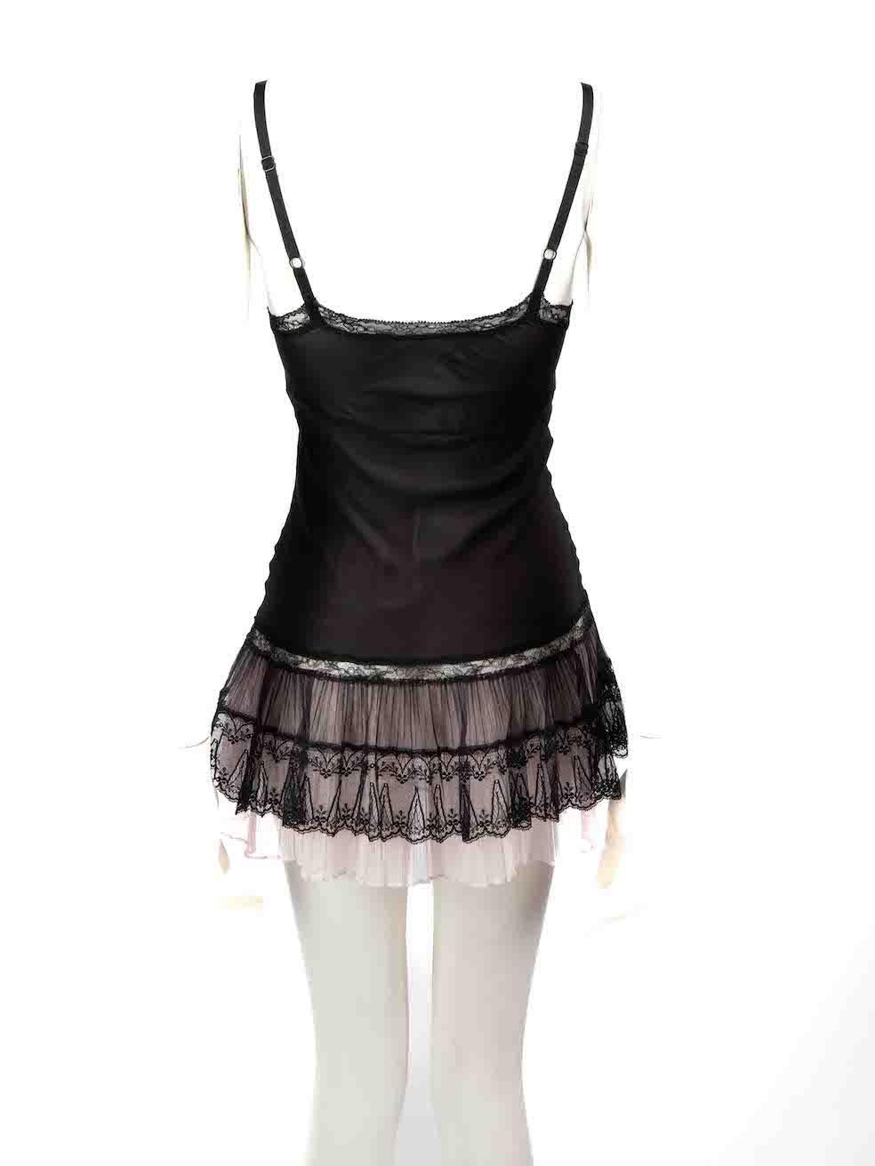 Agent Provocateur Black Lace Trim Slip Dress Size S In Excellent Condition For Sale In London, GB