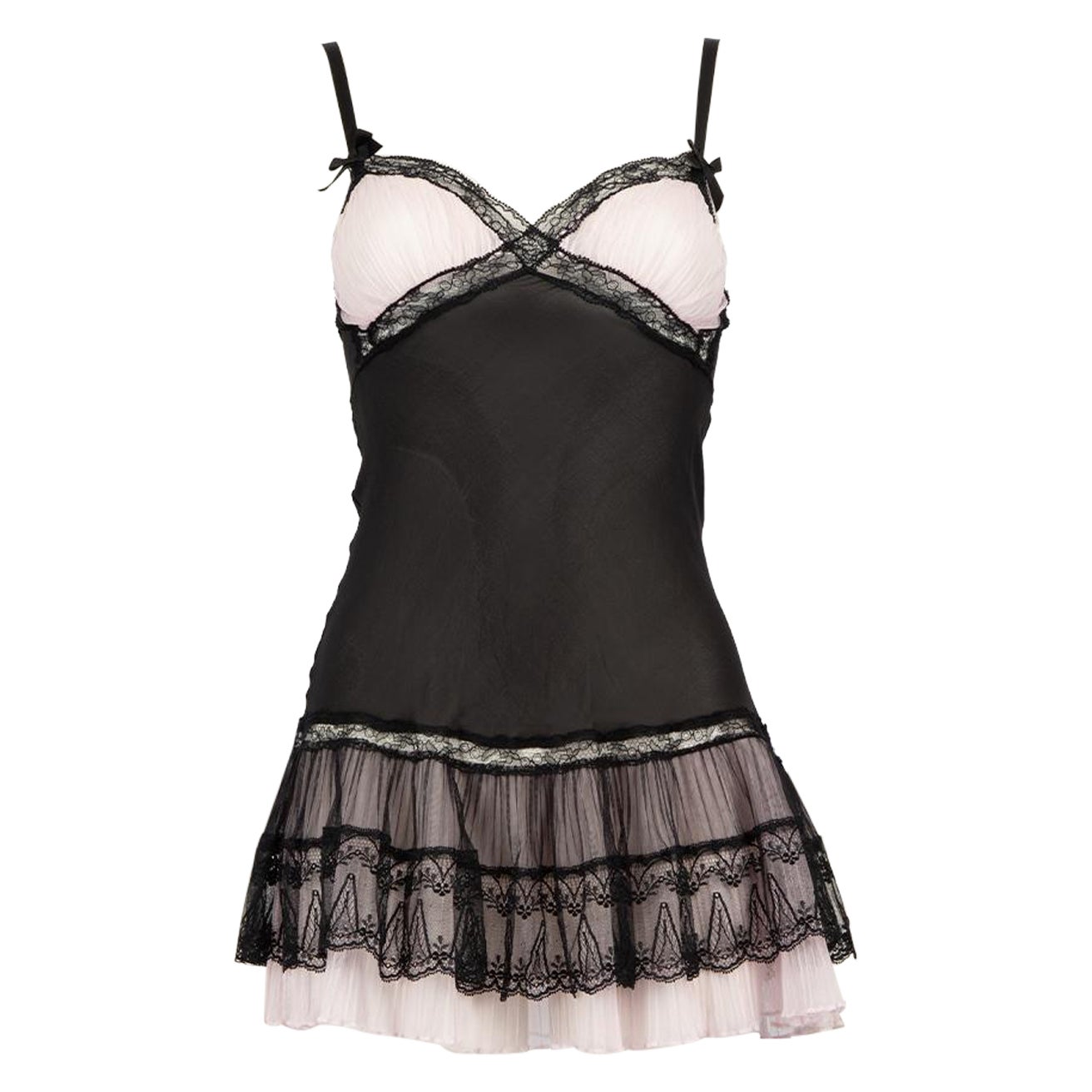 Agent Provocateur Black Lace Trim Slip Dress Size S