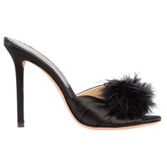 Agent Provocateur Black Satin Feather Sandals Size IT 37