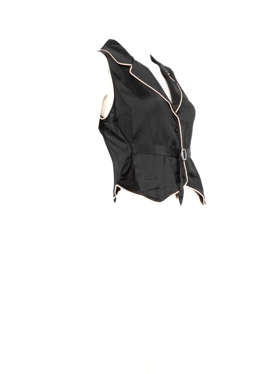 CONDITION is Never worn, with tag. No visible wear to the vest is evident on this new Agent Provocateur designer resale item.
 
 Details
 
 
 Black 
 
 Silk
 
 Tank top
 
 Sleeveless
 
 Adjustable buckle belt
 
 Embroidered leopard detail
 
 V neck
