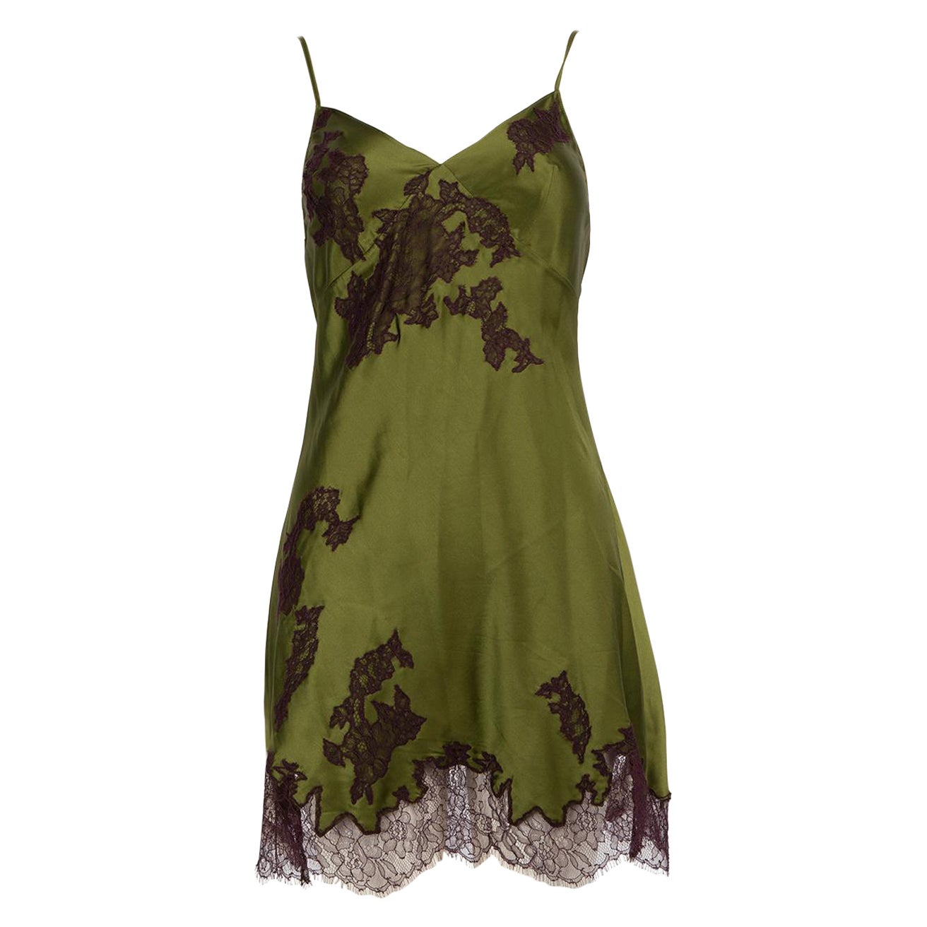 Agent Provocateur Green Silk Slip Mini Dress Size M