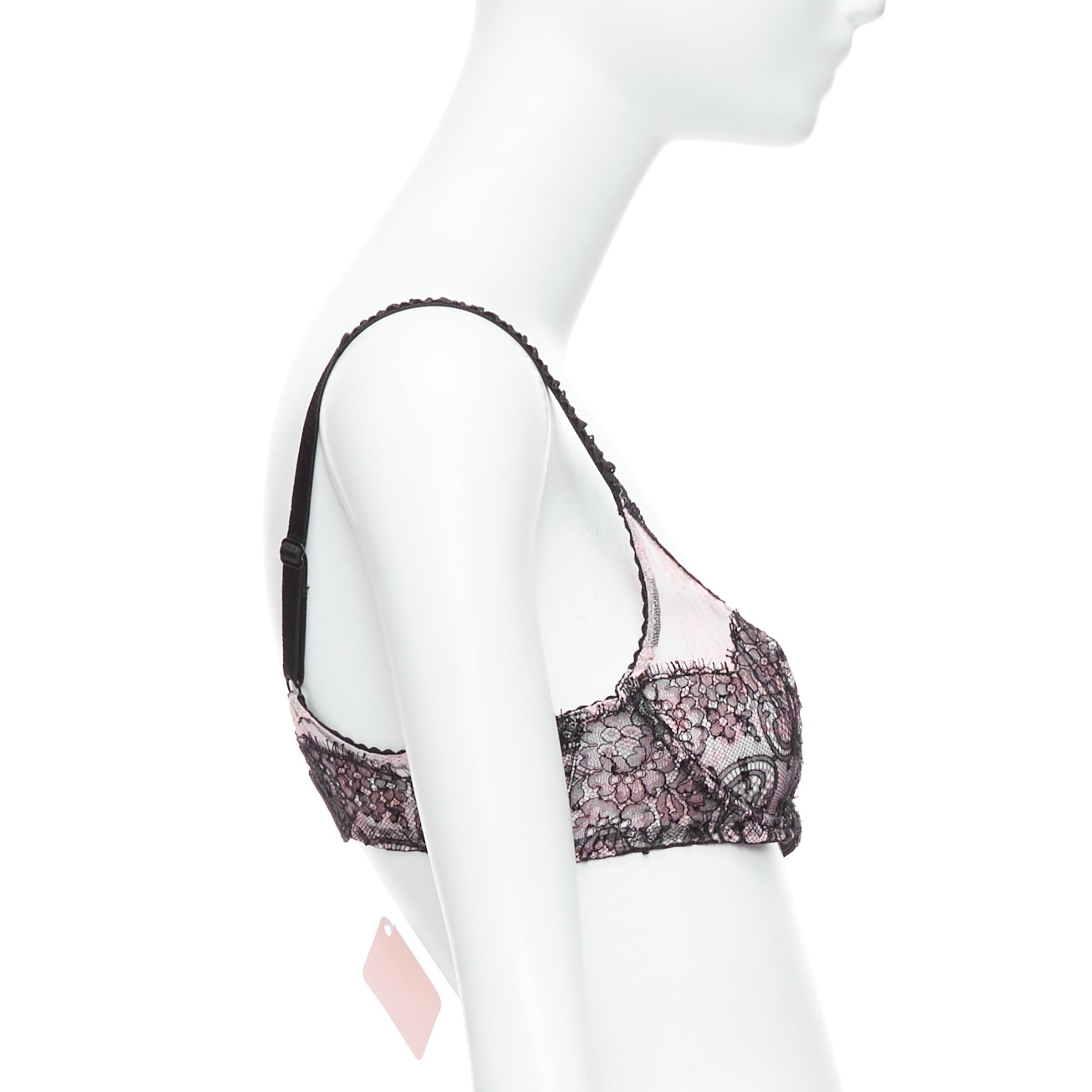 Women's AGENT PROVOCATEUR Knickers Forever black lace pink trim bra FR90C For Sale