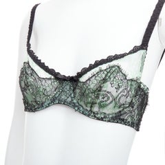 AGENT PROVOCATEUR mint green lace black bow bra panty set FR90C