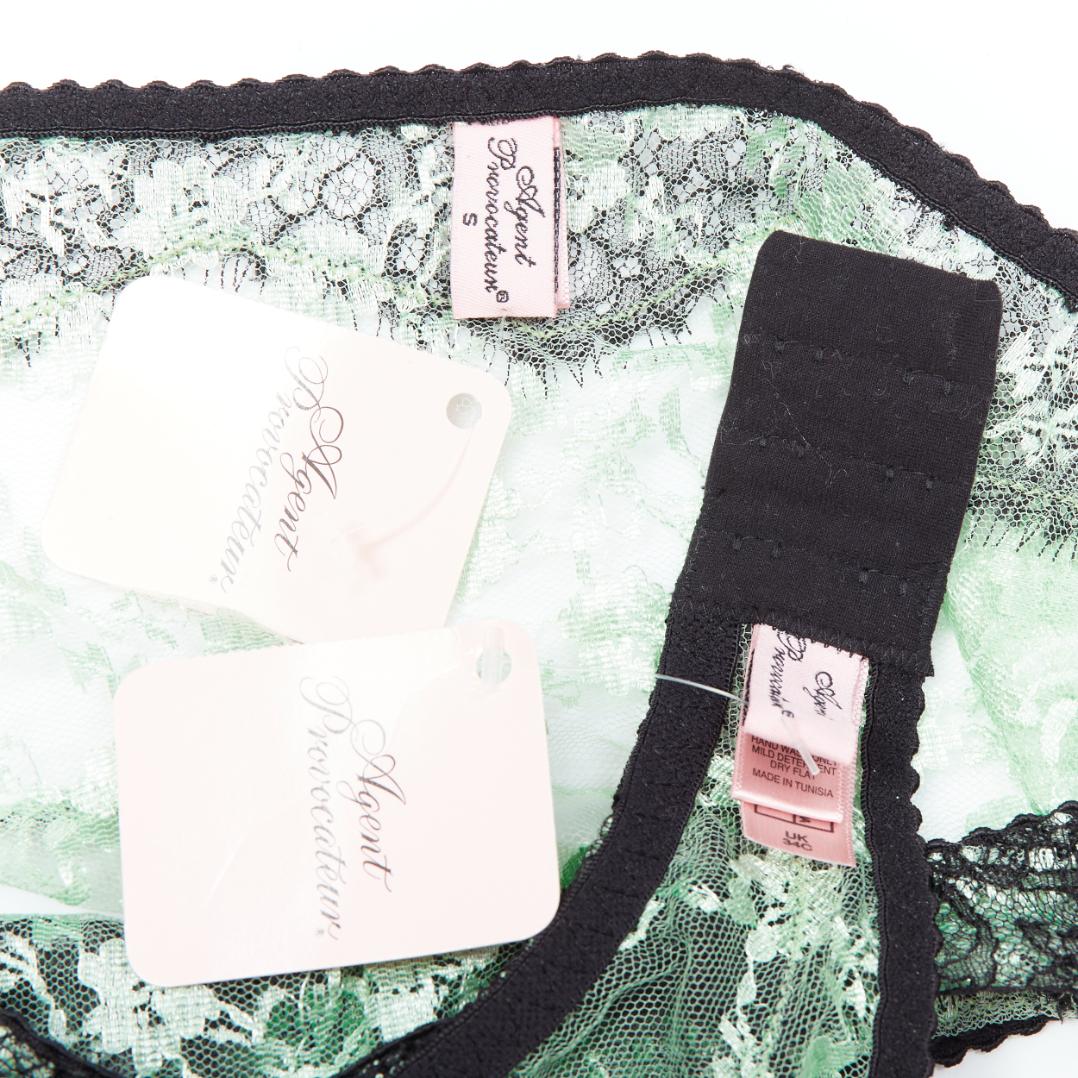 AGENT PROVOCATEUR mint green lace black bow bra panty set FR90C For Sale 4