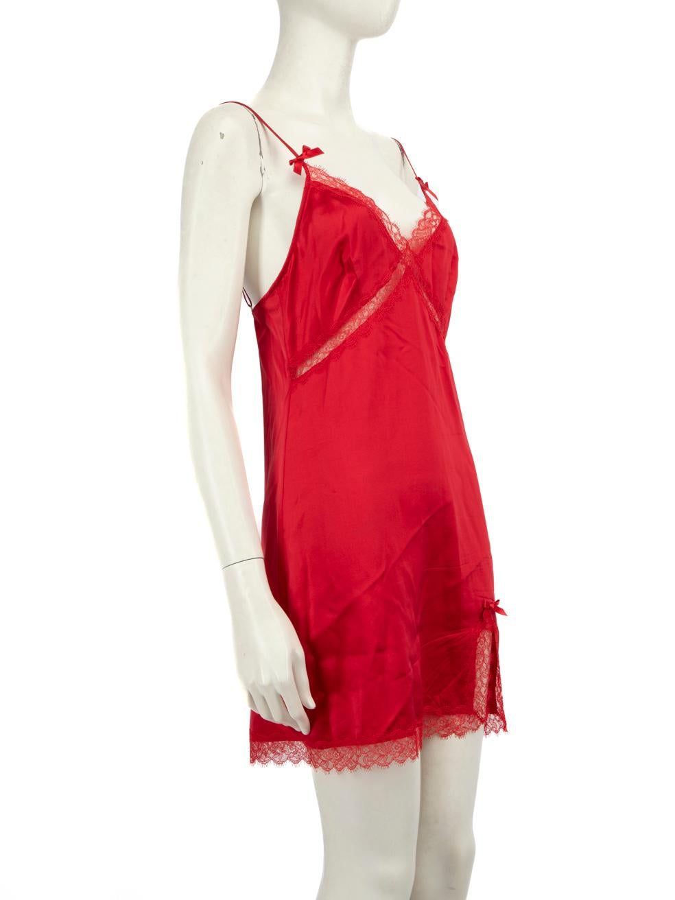 CONDITION is Very good. Hardly any visible wear to dress is evident on this used Agent Provocateur designer resale item.
 
 
 
 Details
 
 
 Red
 
 Silk
 
 Slip dress
 
 Mini
 
 Sleeveless
 
 See- through
 
 Floral lace detail
 
 V neck
 
 
 
 
 
