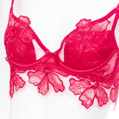 AGENT PROVOCATEUR Serephina Rotes Kleid-Set aus Baumwollbesatz mit Blumenspitze und Baumwollbesatz in Schleife 86B M