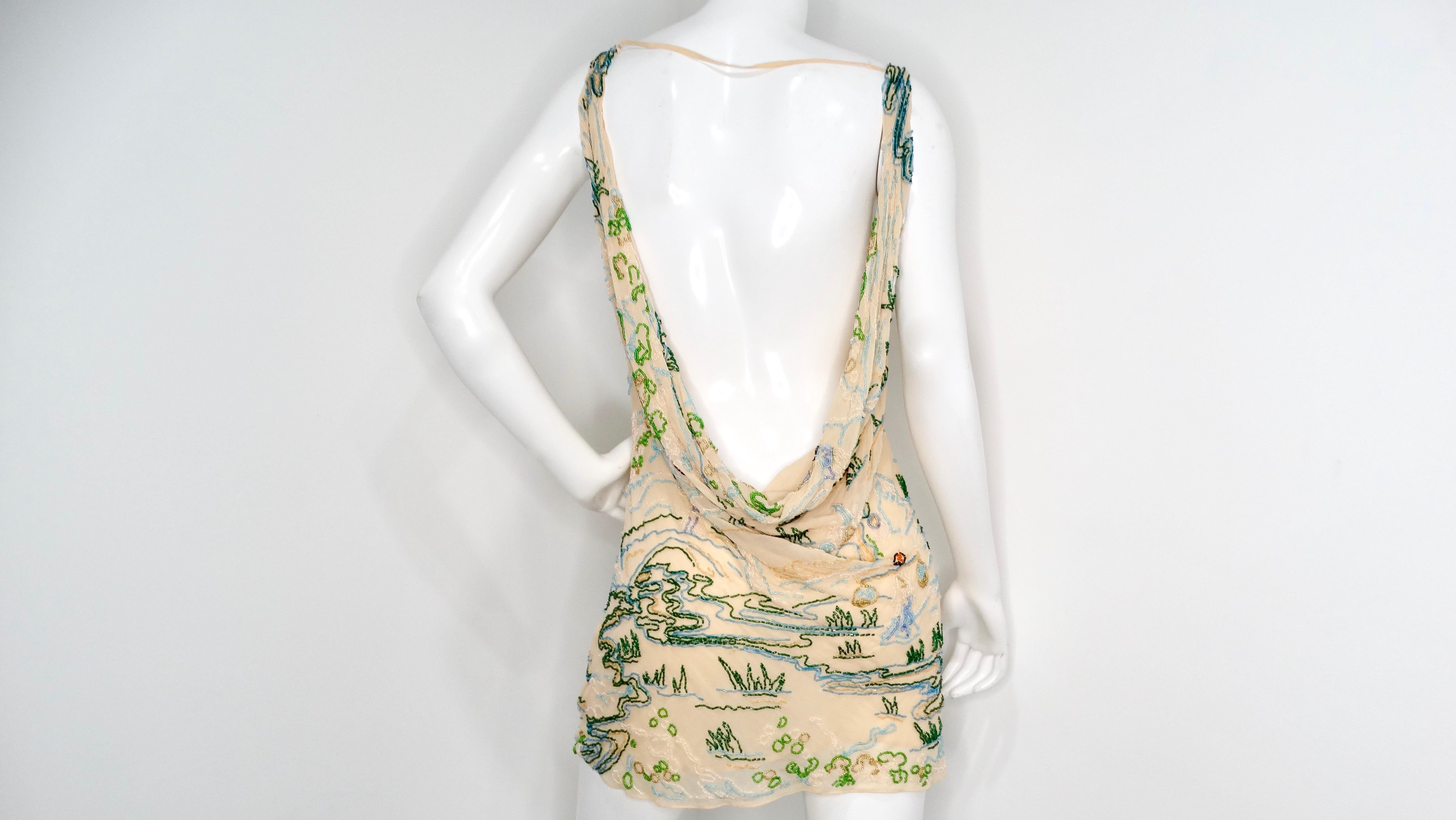 Beige Agent Provocateur Soiree 2014 Emiko Silk Chiffon Hand Embroidered Beaded Dress For Sale
