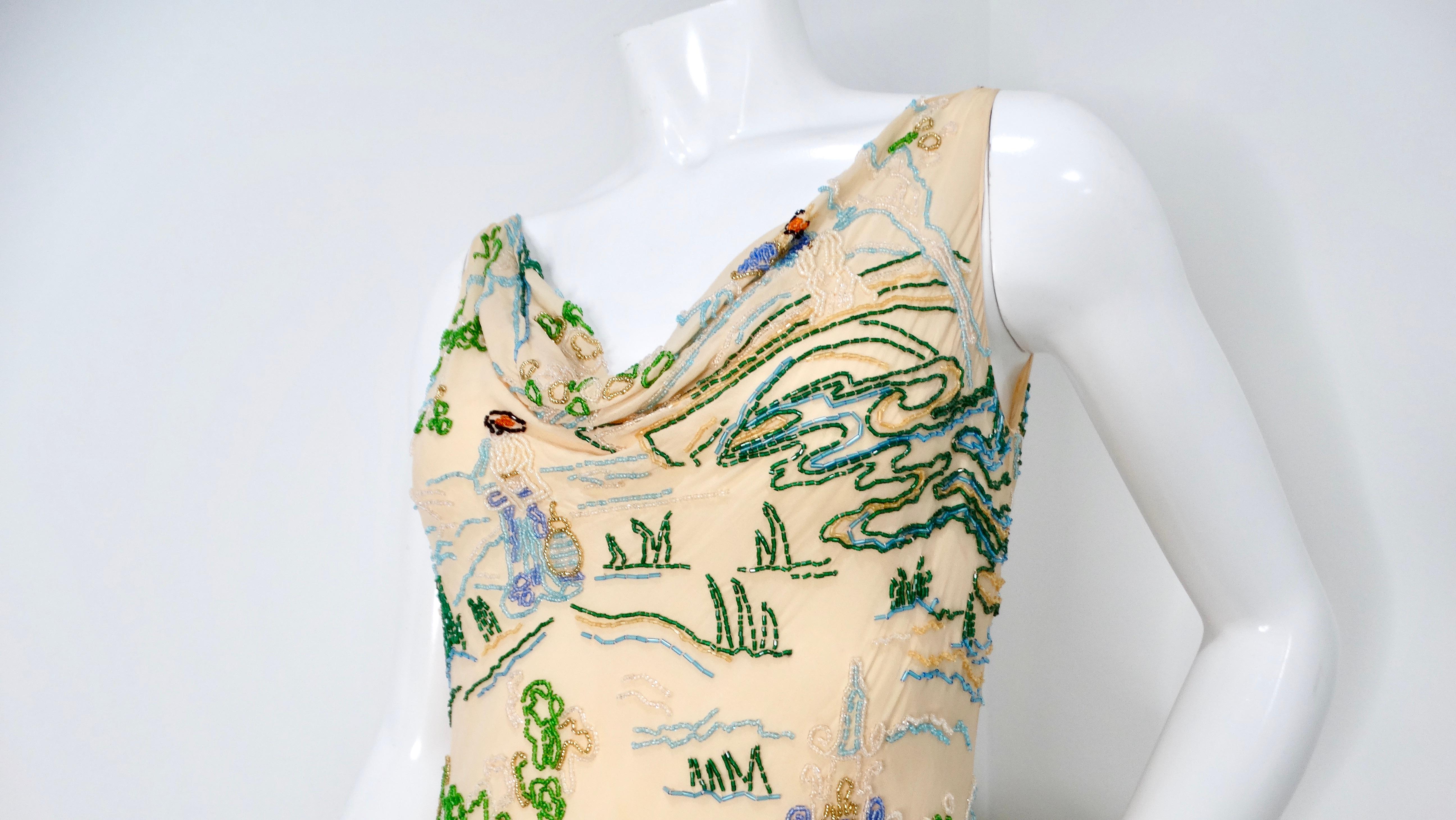 Agent Provocateur Soiree 2014 Emiko Silk Chiffon Hand Embroidered Beaded Dress In Good Condition For Sale In Scottsdale, AZ