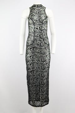 Agent Provocateur Soirée Backless Coated Silk Blend Corded Lace Midi Dress Small