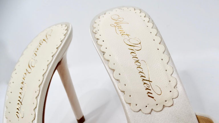 Agent Provocateur White Satin Elice Mules For Sale at 1stDibs