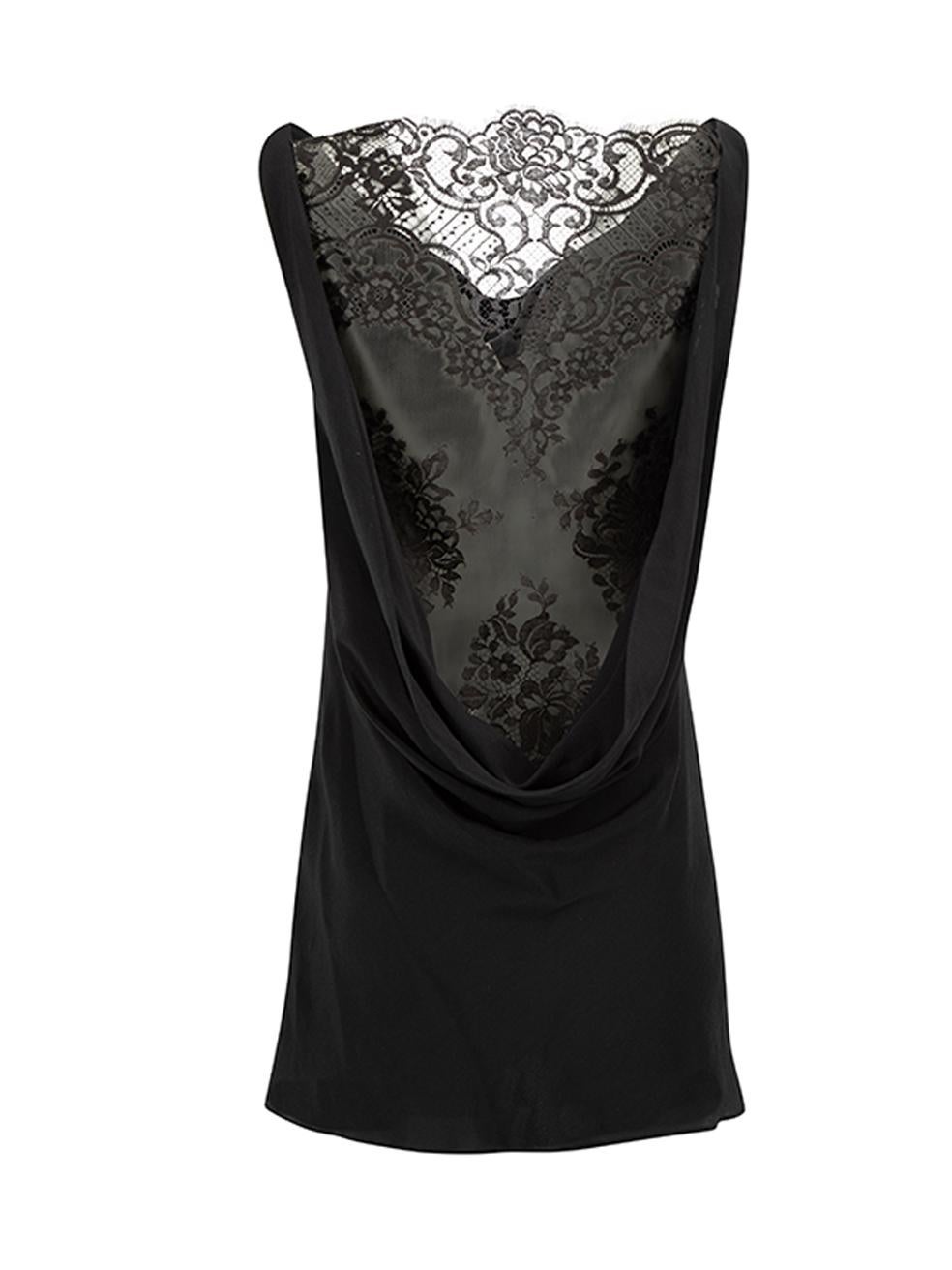 Agent Provocateur Women's Black Draped Neck Lace Panel Top In Good Condition In London, GB