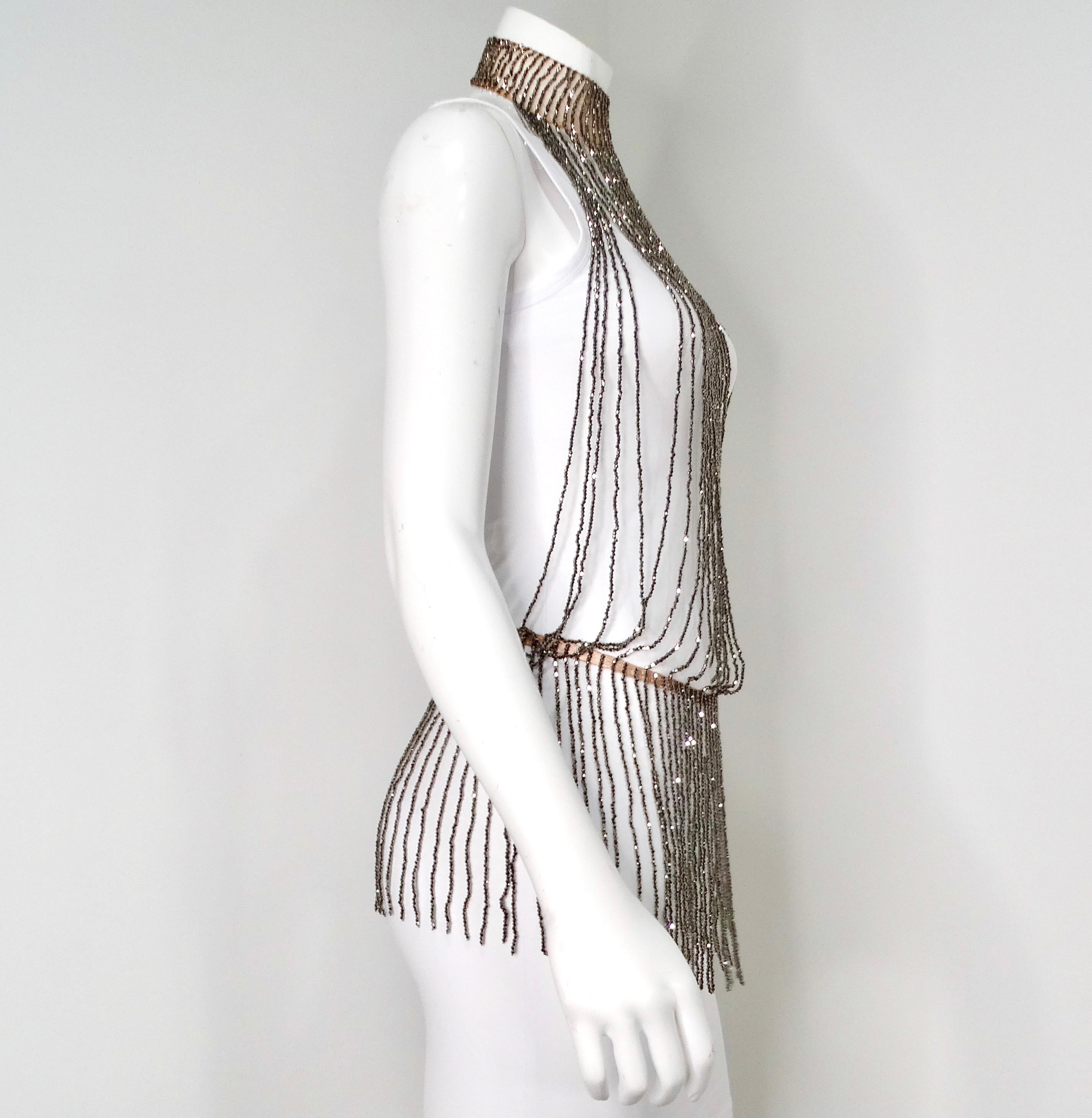 Agent Provocateur Yarolika Gunmetal Crystal Beaded Droplet Playsuit For Sale 5