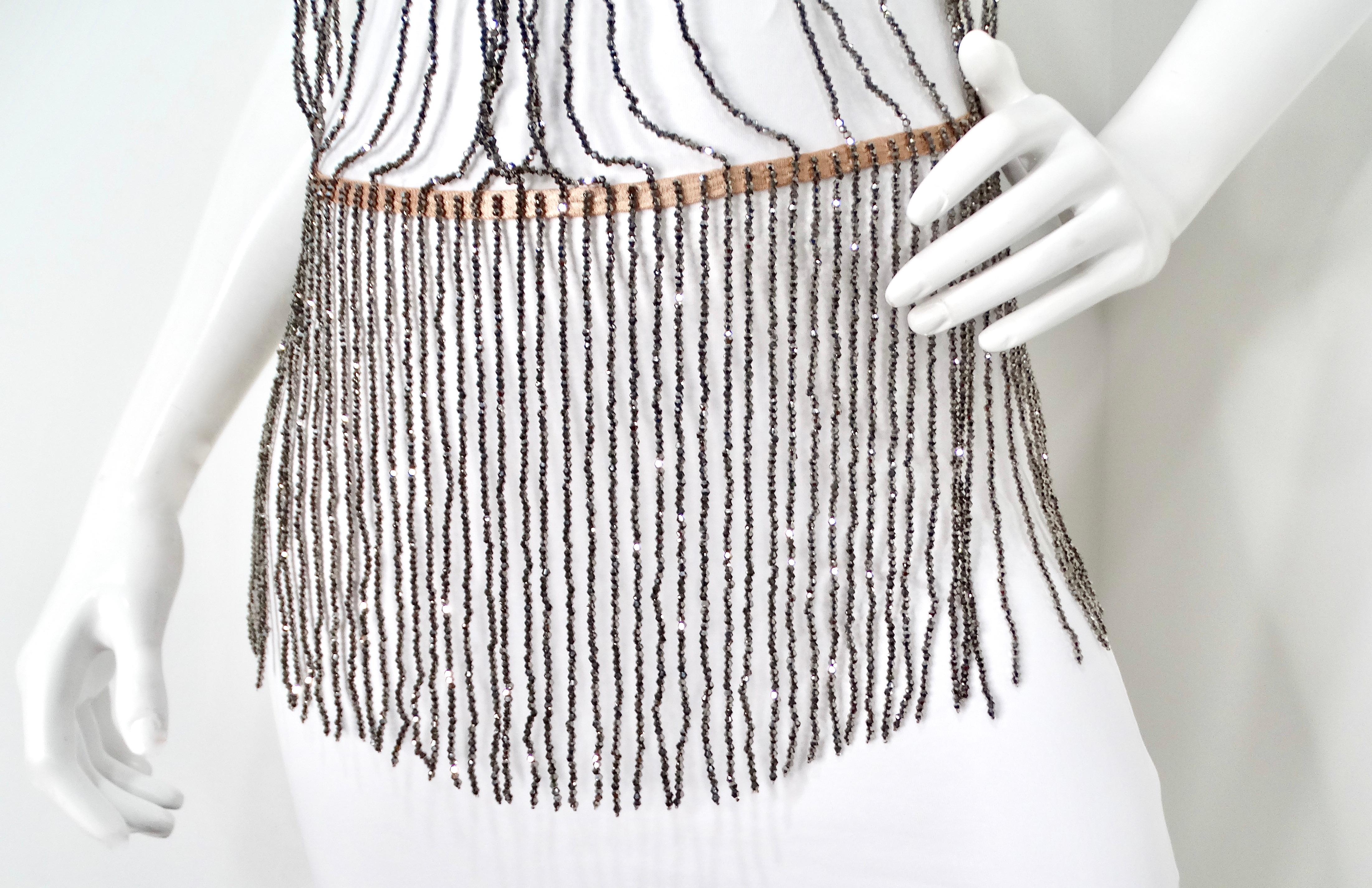 Gray Agent Provocateur Yarolika Gunmetal Crystal Beaded Droplet Playsuit For Sale
