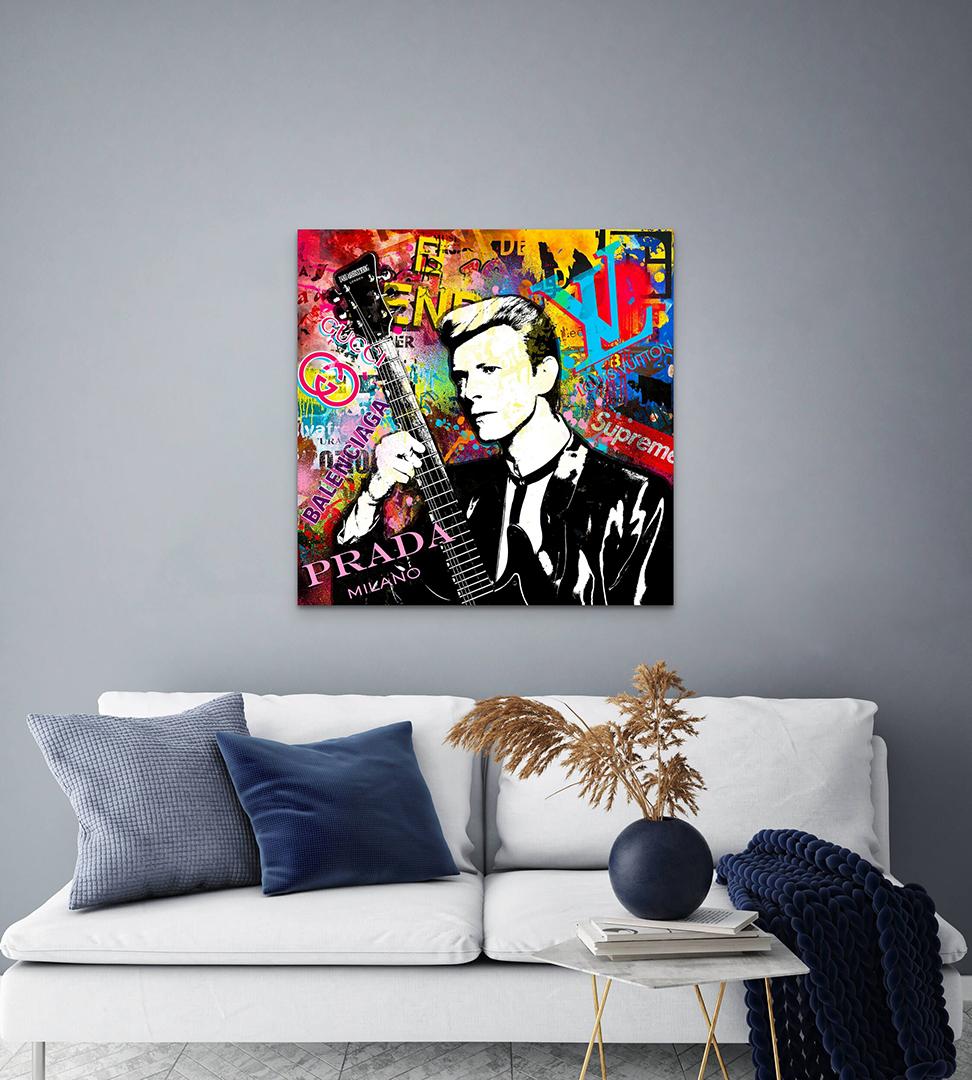 (Bowie) Wishful Mysteries, Colourful Pop Art Painting, Contemporary Portraiture For Sale 4