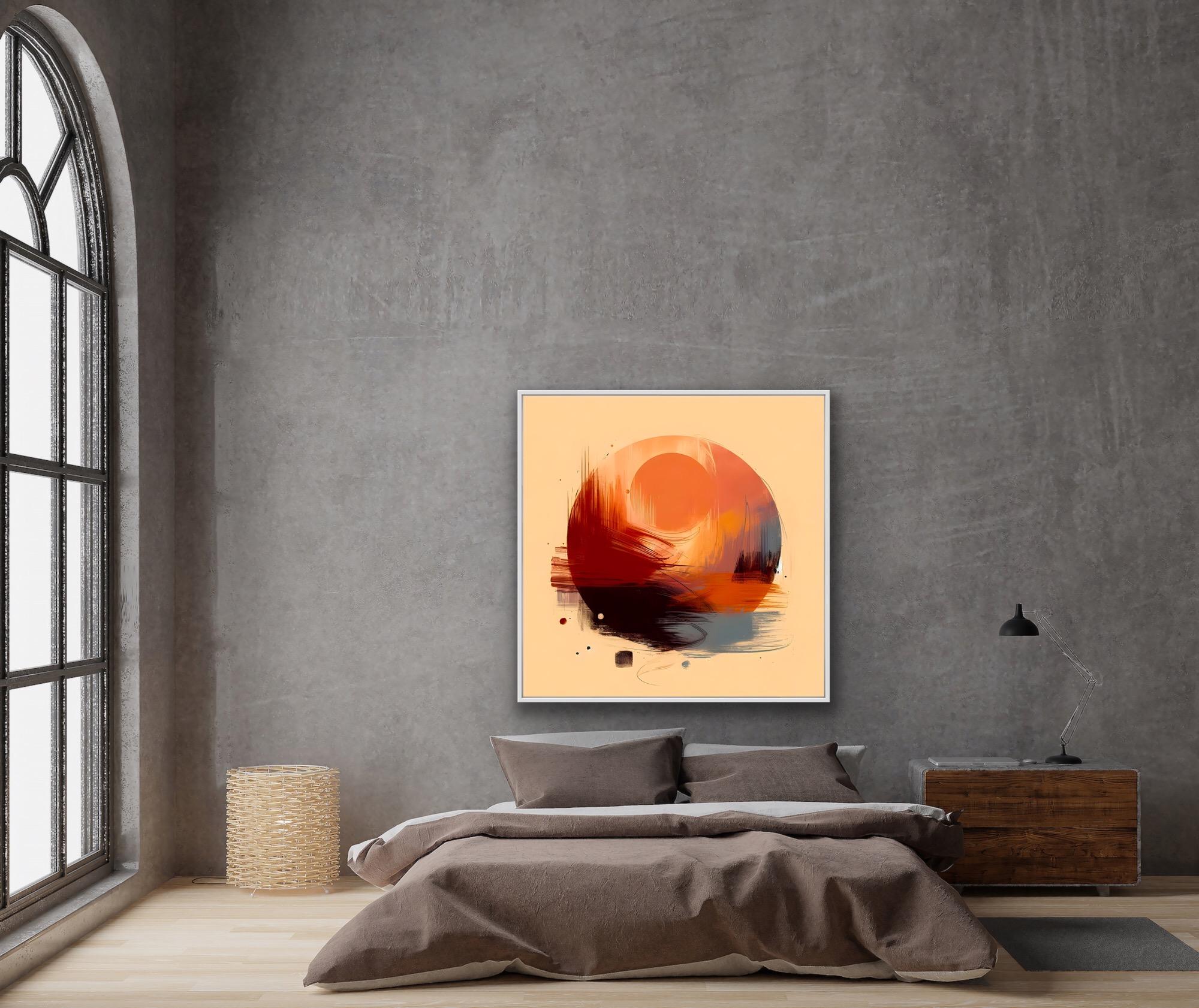 Deyama, Pintura original, Expresionismo abstracto, Círculo naranja, Moderno en venta 5