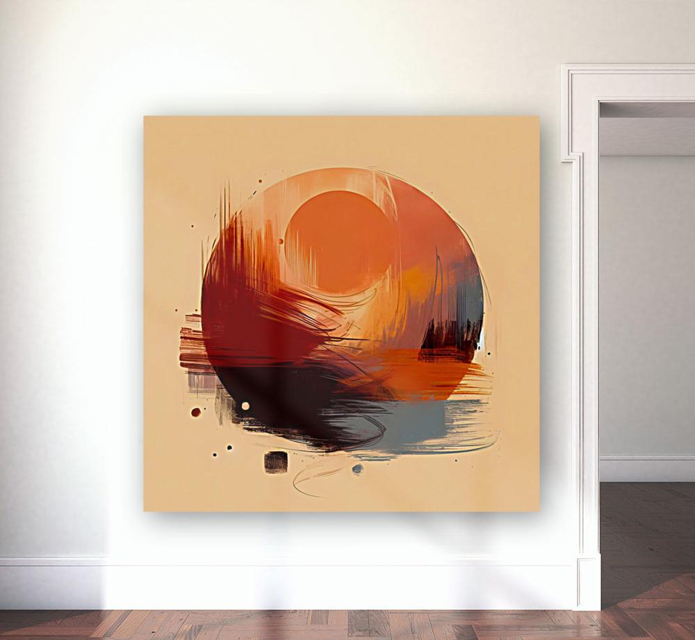 Deyama, Pintura original, Expresionismo abstracto, Círculo naranja, Moderno en venta 1