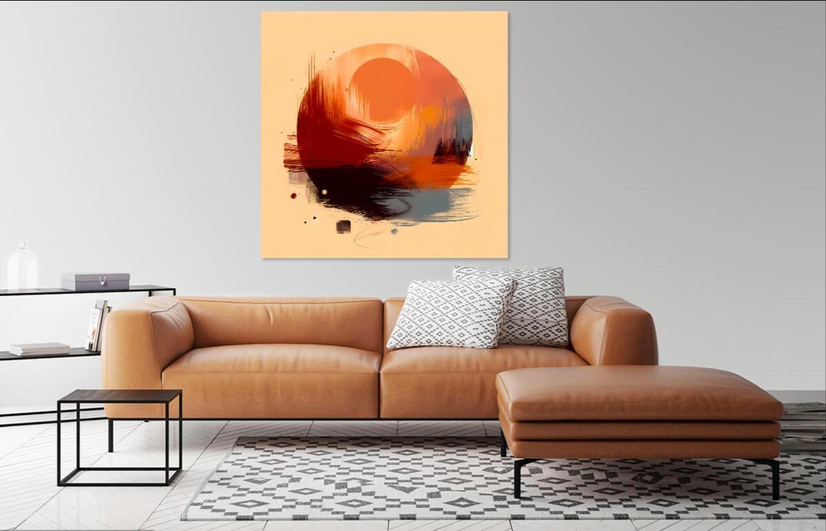 Deyama, Pintura original, Expresionismo abstracto, Círculo naranja, Moderno en venta 2
