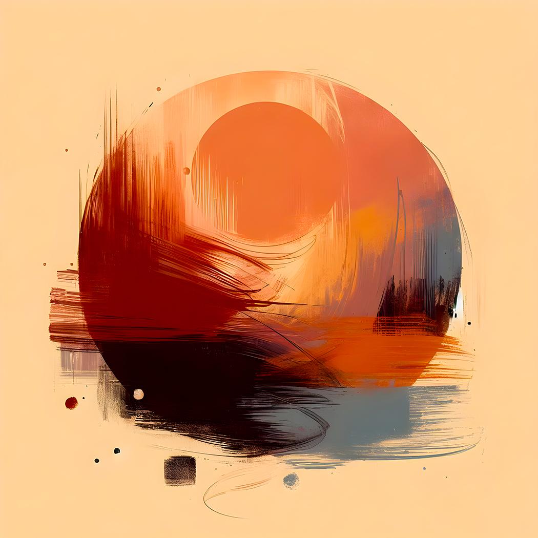 Abstract Painting de Agent X - Deyama, Pintura original, Expresionismo abstracto, Círculo naranja, Moderno