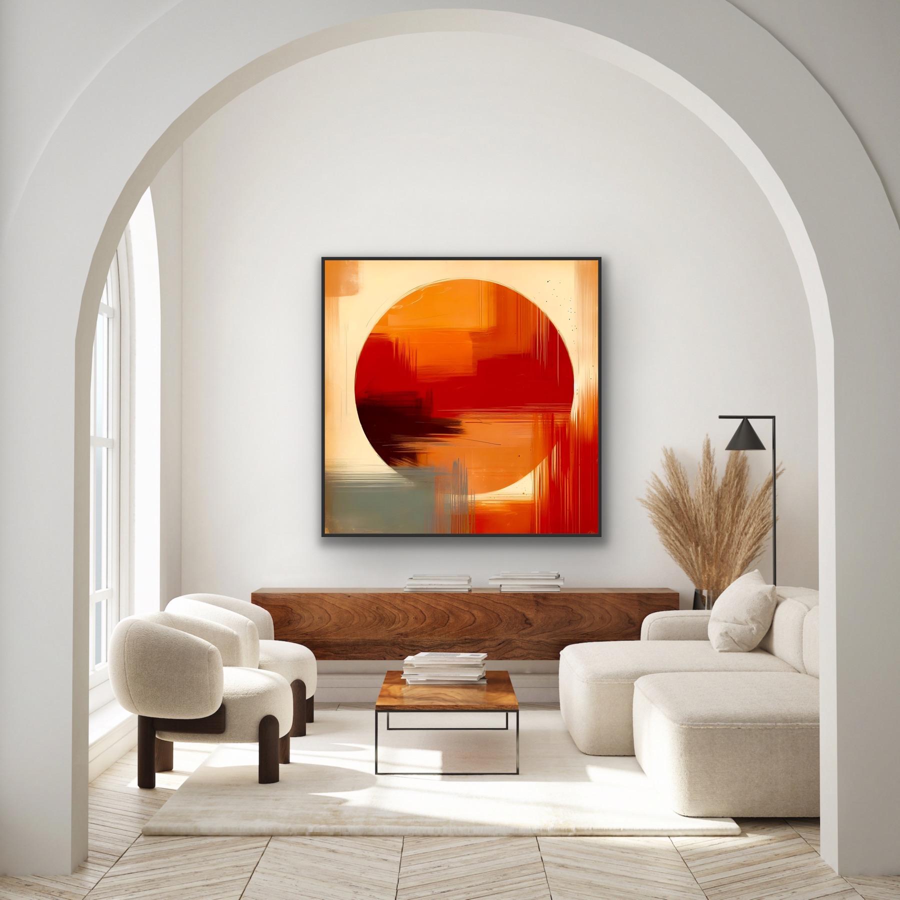 Liavis, Original Digital painting, Abstract Expressionism, Orange circle, Modern For Sale 8