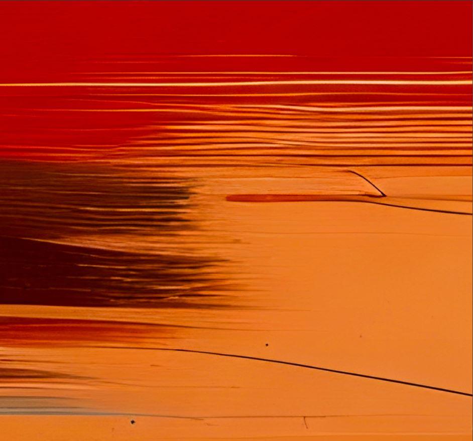 Liavis, Pittura digitale originale, Espressionismo astratto, Cerchio arancione, Moderno - Still-Life Painting Rosso di Agent X