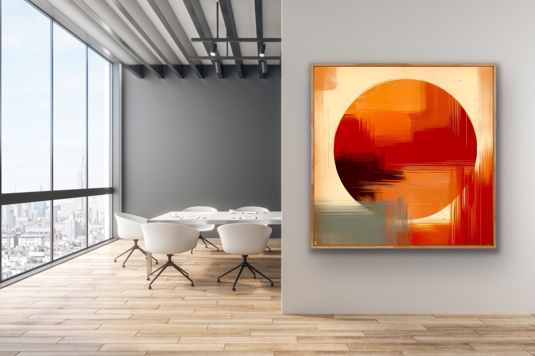 Liavis, Pittura digitale originale, Espressionismo astratto, Cerchio arancione, Moderno in vendita 3