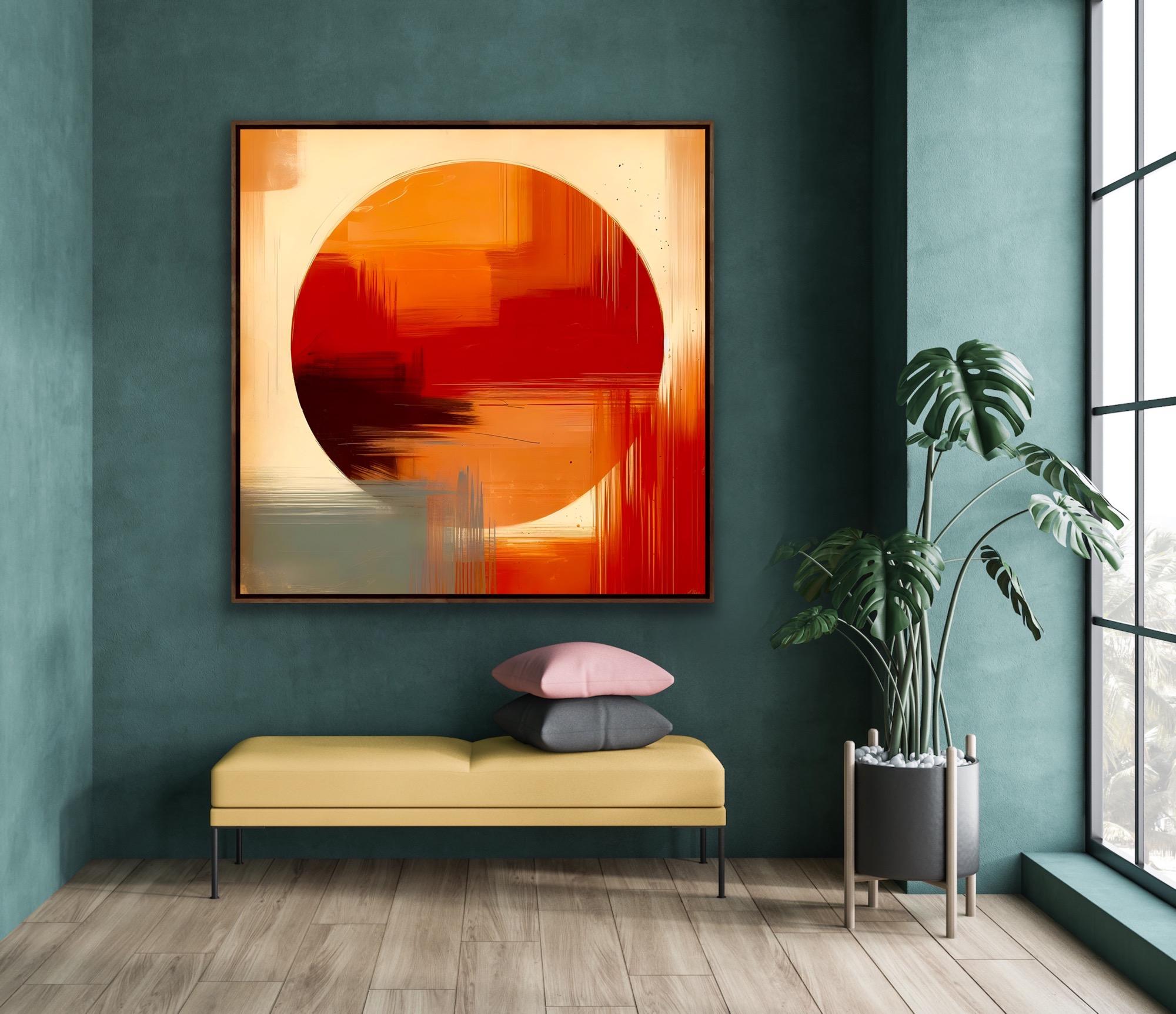 Liavis, Pittura digitale originale, Espressionismo astratto, Cerchio arancione, Moderno in vendita 5