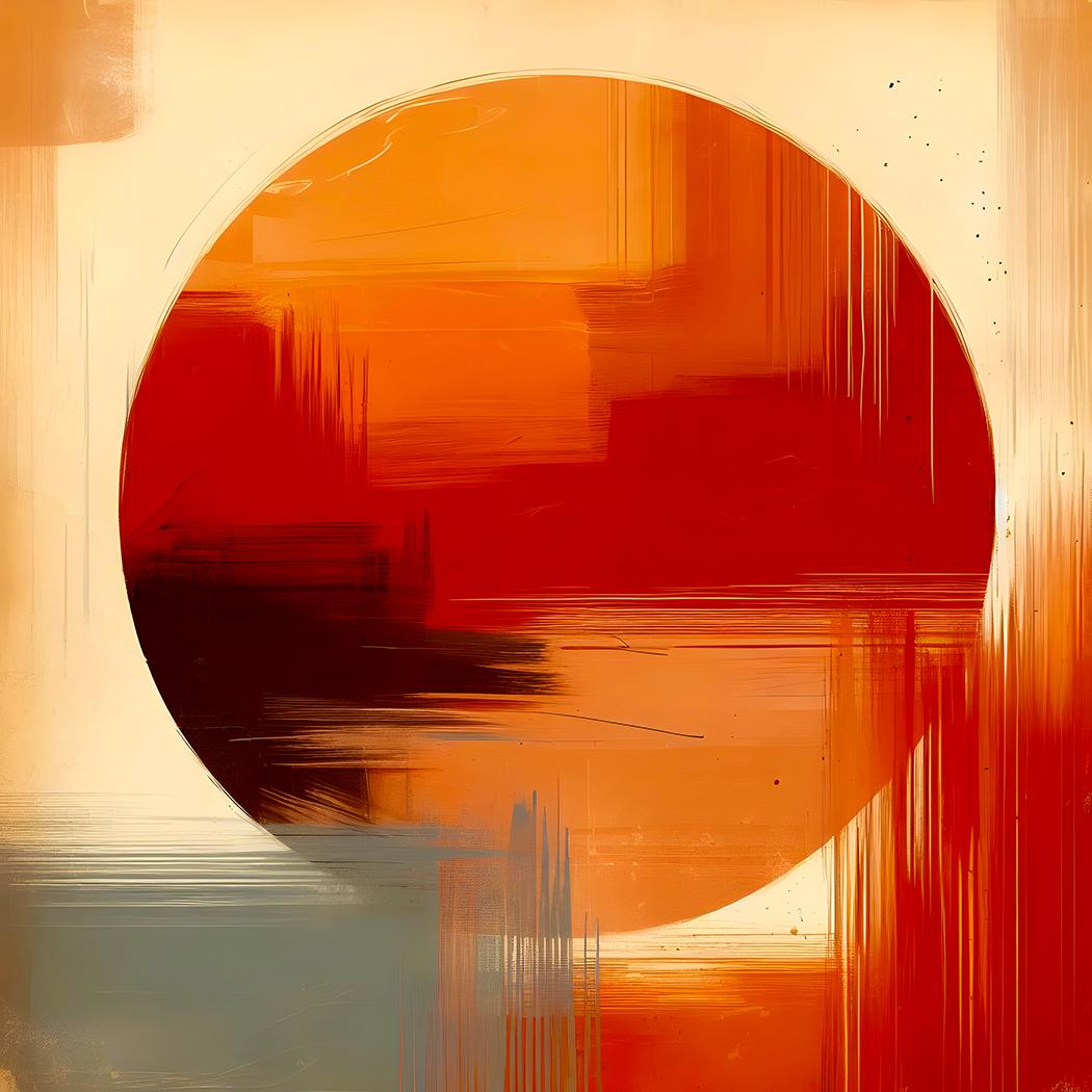 Agent X Still-Life Painting - Liavis, Original Digital painting, Abstract Expressionism, Orange circle, Modern