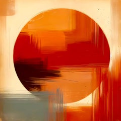 Liavis, peinture numérique originale, expressionnisme abstrait, cercle orange, moderne
