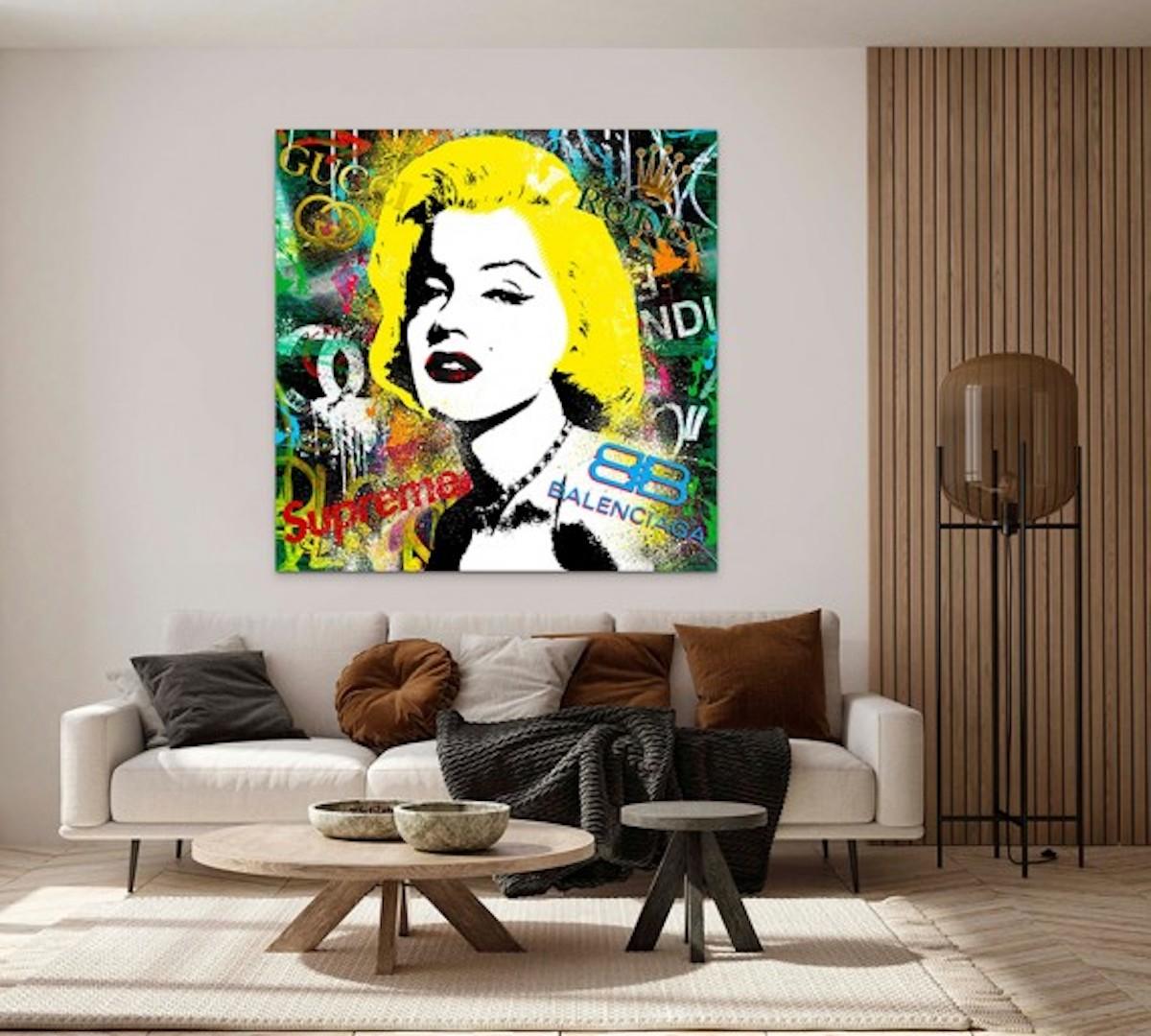 Marilyn as Chérie Ledoux, Pop art, Still-life, Colourful art, Abstract, original - Painting by Agent X