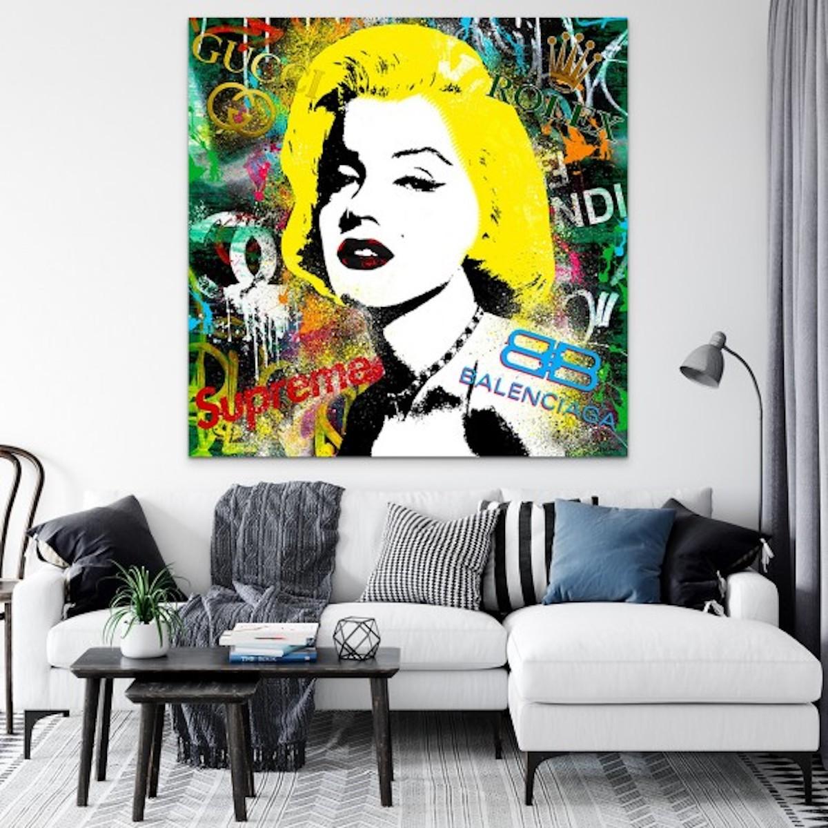 Marilyn as Chérie Ledoux, Pop art, Still-life, Colourful art, Abstract, original - Pop Art Painting by Agent X